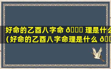 好命的乙酉八字命 🐈 理是什么（好命的乙酉八字命理是什么 🍀 意思）